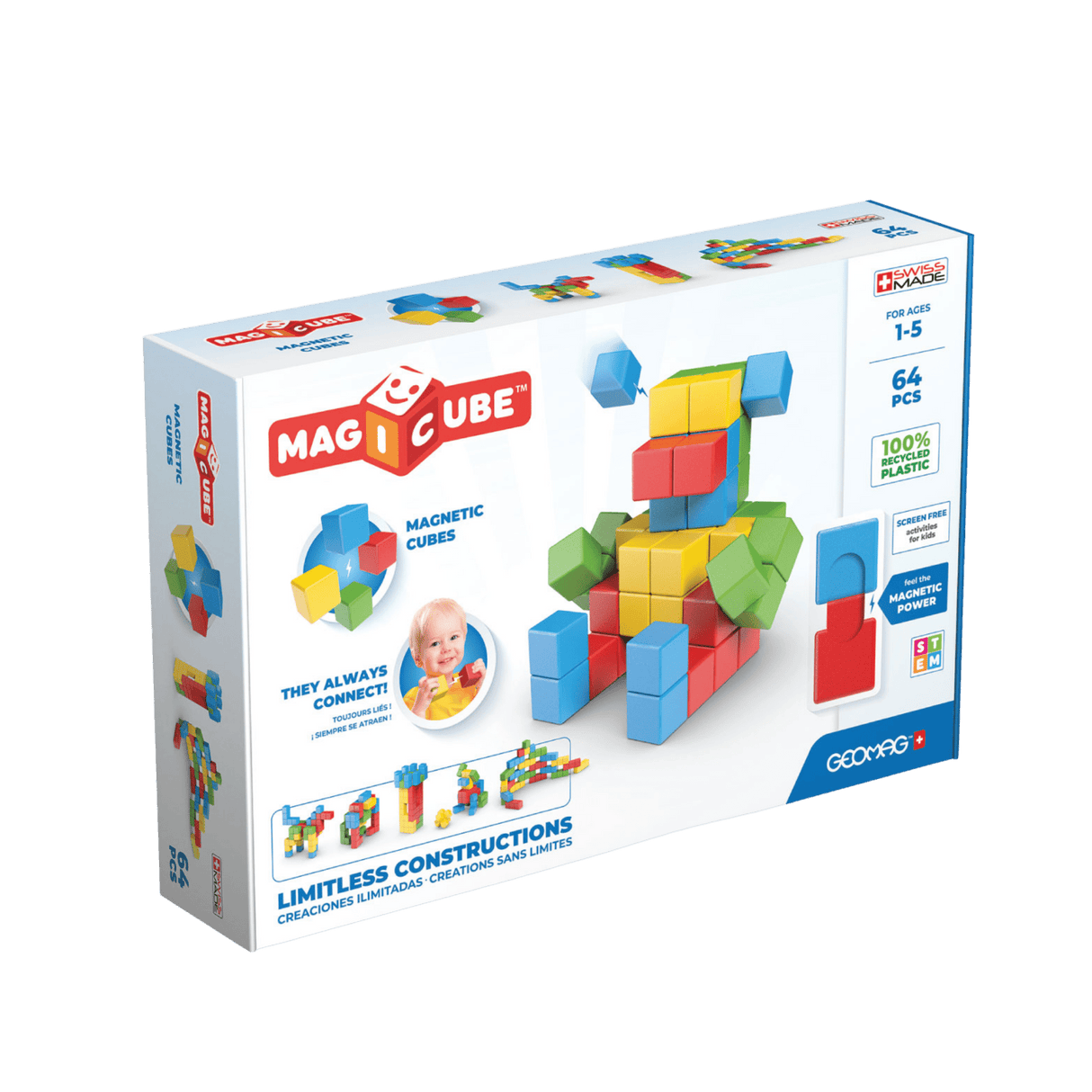 Magicubes Full Color Try Me Recycled (64 pcs) - Geomag